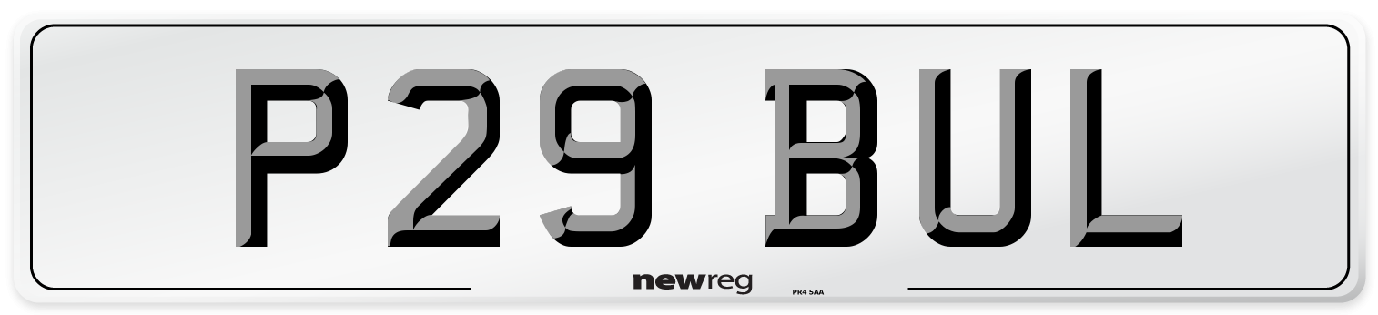 P29 BUL Number Plate from New Reg